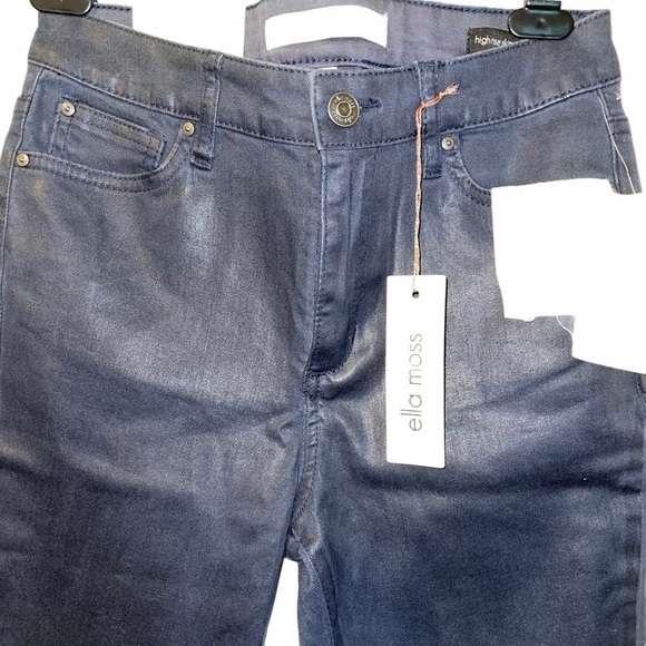 NWT! Ella Moss Slate Blue Coated High Rise Skinny Ankle - Picture 5 of 6